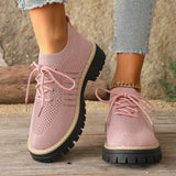 Damen Schnür Mesh Sneaker – Atmungsaktive Laufschuhe Mit Grip Sohle – Rosa