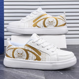 Damen Schwarze Schnür-Sneaker Mit Totenkopf-Print – Gepolsterte Komfortschuhe – Platin