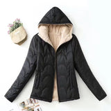 Damen Langarmjacke mit Kapuze und Taschen – Schwarz