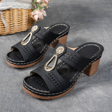 Damen Elegante Plateau Sandalen – Funkelnde Riemen Komfort Schuhe – Schwarz