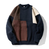 Pullover mit Rundhalsausschnitt und Farbblockdesign – Marineblau