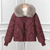 Damen kurzes Pilotenblouson mit voluminösem Schalkragen und Kordelzugsaum – Angorrot