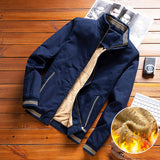 Herren Bomberjacke mit Teddyfutter und Reißverschlusstaschen – Gefüttertes Blau