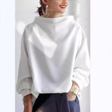 Jacqueline | Damen High-Neck Langarmshirt – Weiß