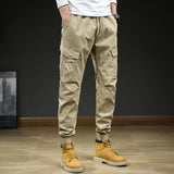 Herren Cargo-Hosen mit Taschen und Kordelzug – Khaki