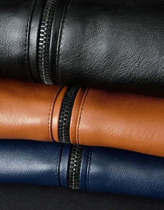 Herren Lederjacke Bomber Statement Stil