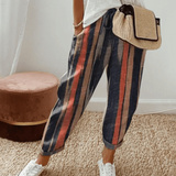 Ella™ Elegante Leinenhose aus Baumwoll-Leinen-Mix | Damen – Streifen