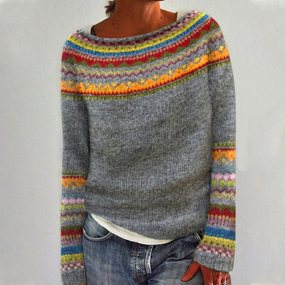 Damen Warmer Strickpullover mit Rundhalsausschnitt und Langen Ärmeln