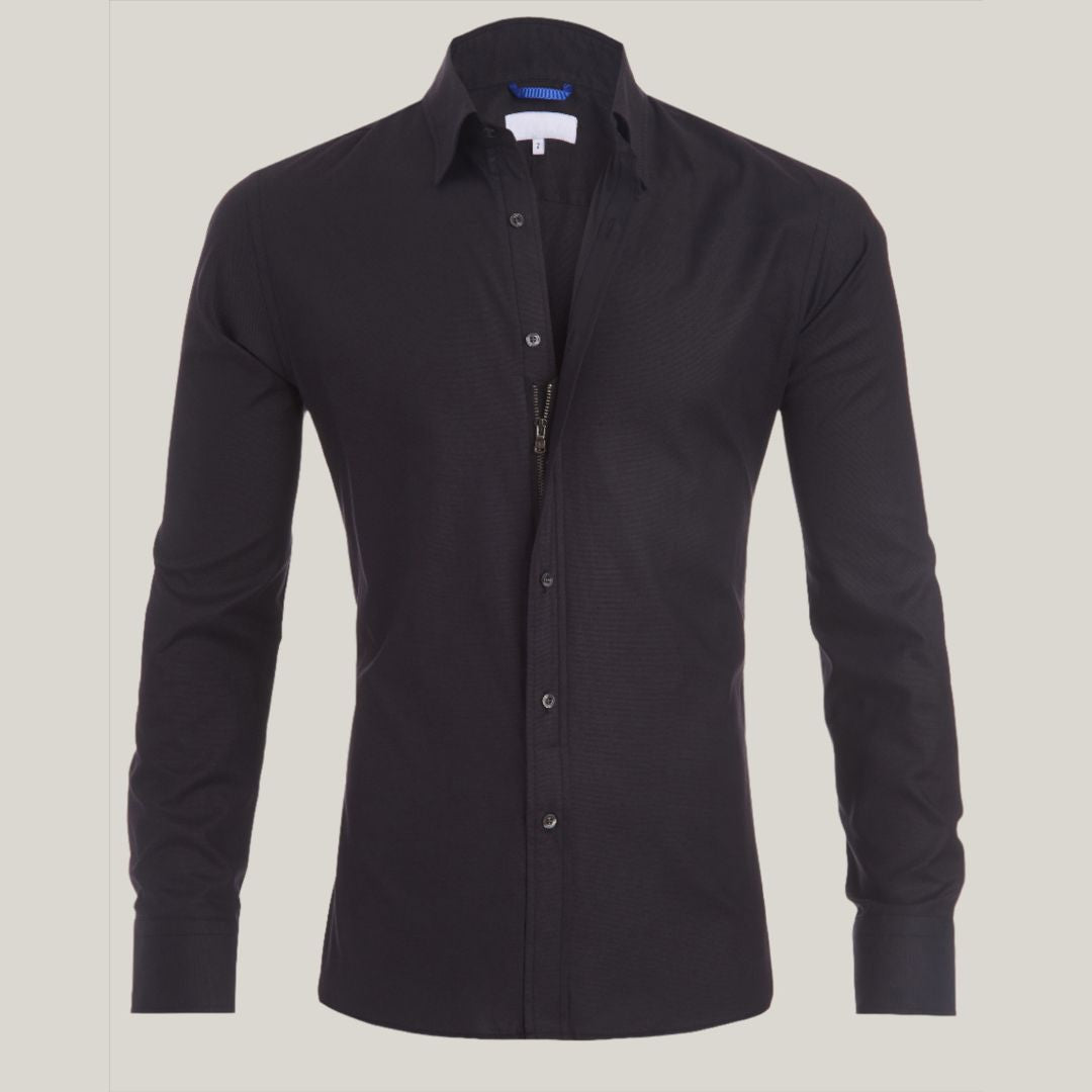 Oberhemd | Langarm | Reißverschluss | Knopfleiste | Herrenhemden
