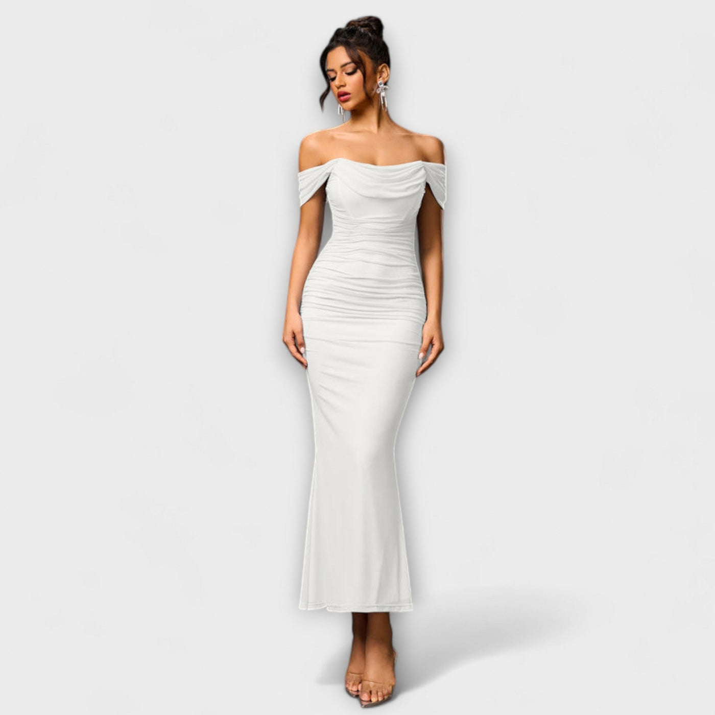 Ione - Off-Shoulder Ruffled Bodycon Dress