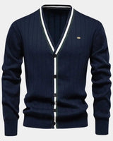JOACHIM™ | BAUMWOLLPULLOVER MIT KNÖPFEN – Marineblau