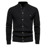 Leon | Eleganter Und Vielseitiger Strickjacke Im Zopfmuster – Schwarz