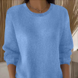 Langärmeliger Strickpullover für Damen – Hellblau
