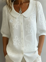 Elina | Stilvolle Soft Touch Bluse für Damen – Weiß