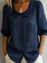 Elina | Stilvolle Soft Touch Bluse für Damen – Marineblau