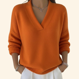 Laura | Stilvoller Damen Pullover elegant mit V-Ausschnitt – Orange