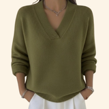 Laura | Stilvoller Damen Pullover elegant mit V-Ausschnitt – Grün