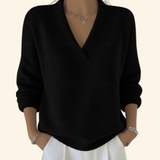 Laura | Stilvoller Damen Pullover elegant mit V-Ausschnitt – Schwarz