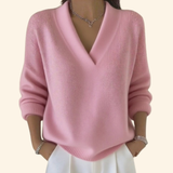 Laura | Stilvoller Damen Pullover elegant mit V-Ausschnitt – Rosa