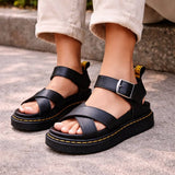 Orthopädische Sandalen mit Plateau für Damen | Stabiler Halt & Entlastendes Laufgefühl – Schwarz