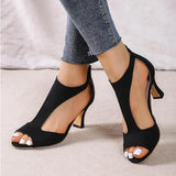 Gabriela | Damen Modische Sandalen mit offenem Zehenbereich und Absatz – Schwarz