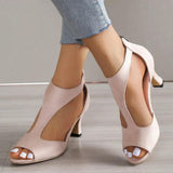 Gabriela | Damen Modische Sandalen mit offenem Zehenbereich und Absatz – Rosa