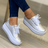 Elke | Damen Modische Freizeit-Schnürschuhe – Silber