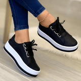 Elke | Damen Modische Freizeit-Schnürschuhe – Schwarz