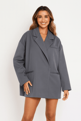 Oversize Blazer Damen | Knopflos & Clean Look – Grau