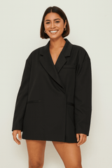Oversize Blazer Damen | Knopflos & Clean Look – Schwarz