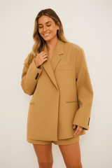Oversize Blazer Damen | Knopflos & Clean Look – Beige