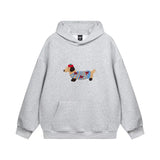 Oversize Hoodie Damen | Dackel-Stickerei & Formstabile Bündchen – Grau