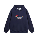 Oversize Hoodie Damen | Dackel-Stickerei & Formstabile Bündchen – Blau