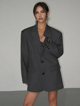 Oversized Blazer Damen | Markante Schultern & Cleanes Statement – Grau