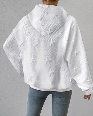 Oversized Damen Hoodie mit Strukturiertem Sternmuster