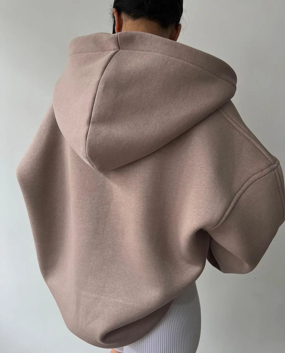 Oversized Kapuzenpullover mit Offenem V-Ausschnitt