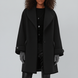 Oversized Mantel Mit Weitem Revers - Lillian – Schwarz
