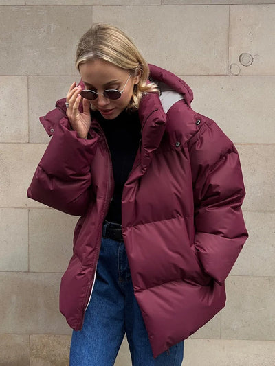 Damen Steppjacke mit Kapuze - Warme Daunenjacke in Kurzform