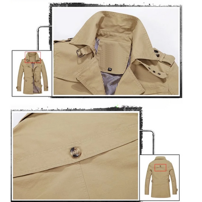 Herren Wintermantel - Eleganter Trenchcoat mit Gürtelschlaufen und Knopfleiste