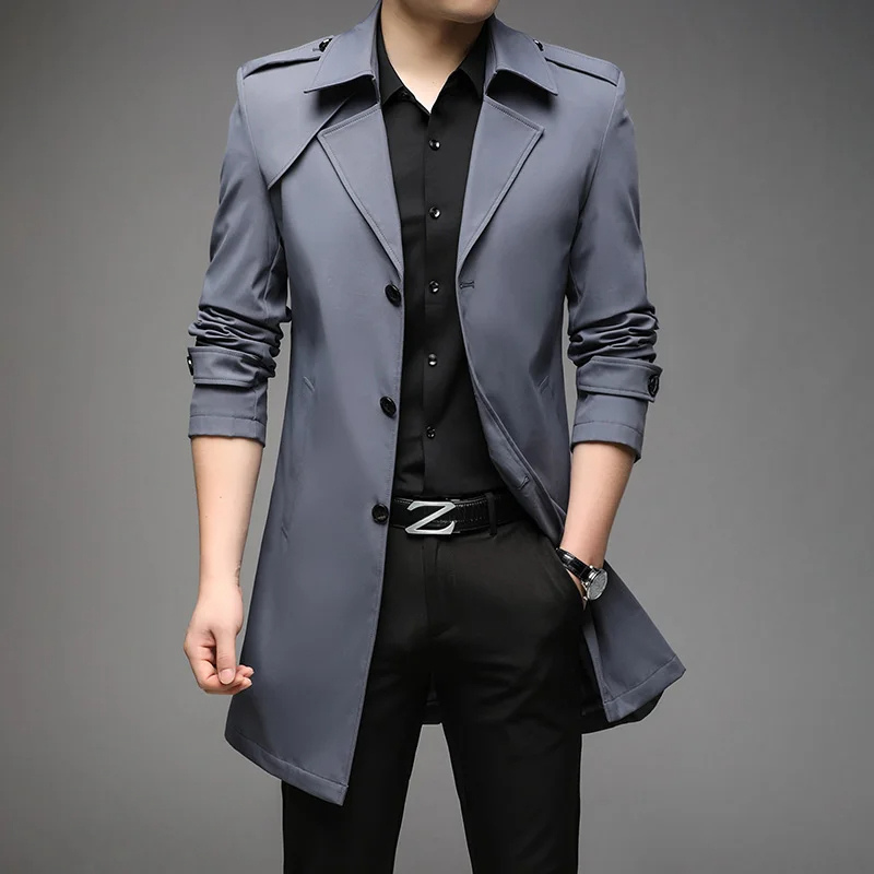 Eleganter Herren Trenchcoat – Klassischer Mantel mit Schulterdetails