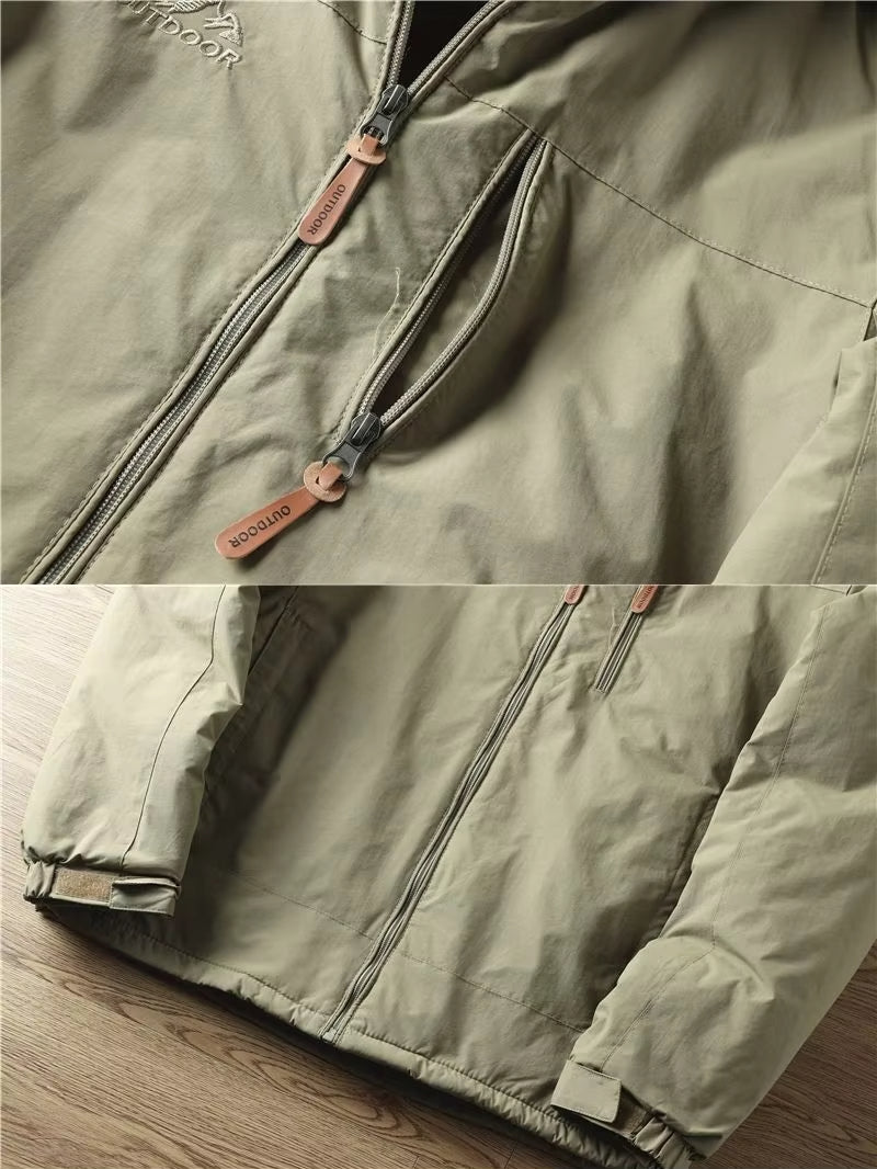 Parka-Jacke – mit Kapuze – mit Fleece gefüttert – Outdoor-Jacke – Winterjacke für Herren