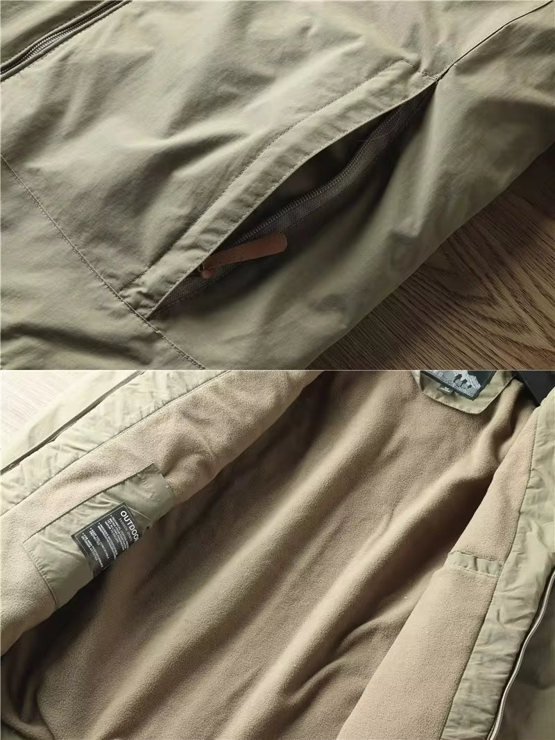 Parka-Jacke – mit Kapuze – mit Fleece gefüttert – Outdoor-Jacke – Winterjacke für Herren