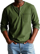 Philipp | Herren Langarmshirt mit Henley-Ausschnitt – Armeegrün