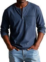 Philipp | Herren Langarmshirt mit Henley-Ausschnitt – Marineblau