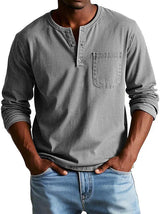 Philipp | Herren Langarmshirt mit Henley-Ausschnitt – Grau