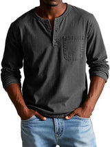 Philipp | Herren Langarmshirt mit Henley-Ausschnitt – Schwarz