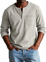 Philipp | Herren Langarmshirt mit Henley-Ausschnitt – Beige