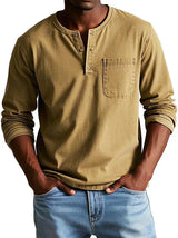 Philipp | Herren Langarmshirt mit Henley-Ausschnitt – Khaki