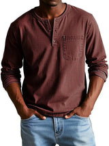 Philipp | Herren Langarmshirt mit Henley-Ausschnitt – Rot