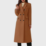 Andrea | Damen Klassischer Wollmantel – Dunkelbraun